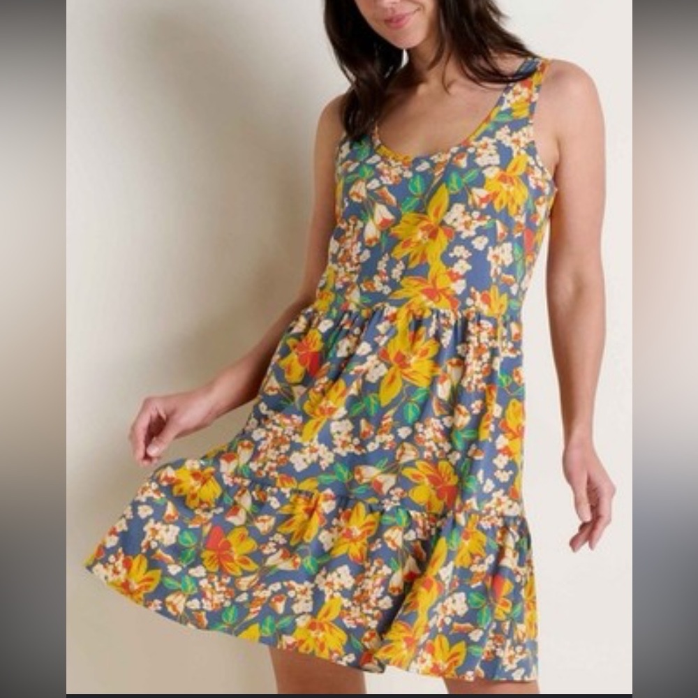 Toad&Co Floral Dress - Yellow and Green